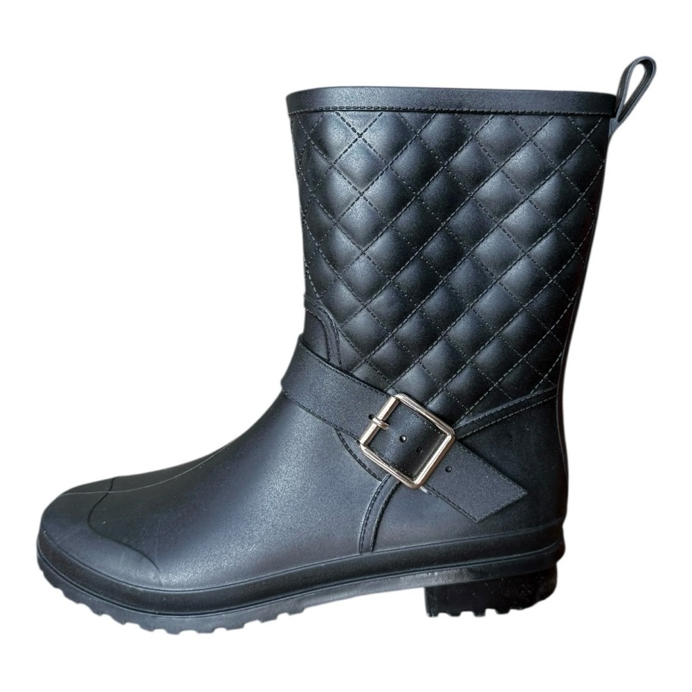 Capelli New York Black Quilted Women's Rubber Boots, Size 8